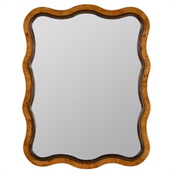 Marcelline Traditional Brown Burl Pattern Wavy Wall Mirror