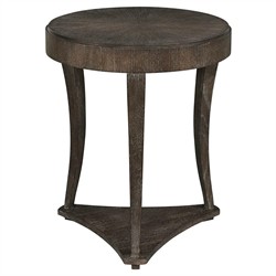 Shara Updated Traditional Brown Oak Round Side Table