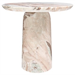 Sagan Modern Classic Beige Marble Round End Table