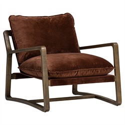 Ailyn Rustic Lodge Brown Velvet Performance Occasional Arm Chair
