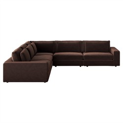 Candace Modern Classic Brown Velvet Performance Corner Sectional - 132"