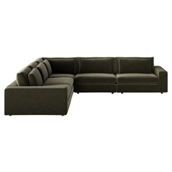 Candace Modern Classic Olive Green Velvet Performance Corner Sectional - 132"