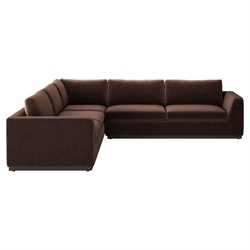 Stanley Modern Classic Brown Velvet Performance Corner Sectional - 120"