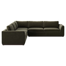 Stanley Modern Classic Olive Green Velvet Performance Corner Sectional - 120"