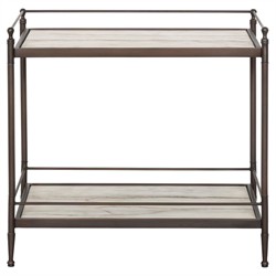 Eisen Updated Traditional Cream Marble Bronze Metal Nightstand