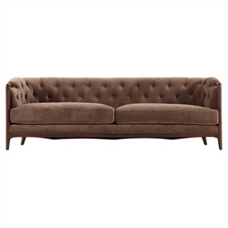 Khloe Updated Traditional Brown Velvet Tufted Sofa - 91"