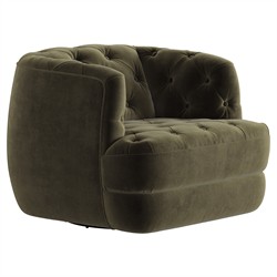 Paul Modern Classic Olive Green Velvet Performance Tufted Swivel Chair