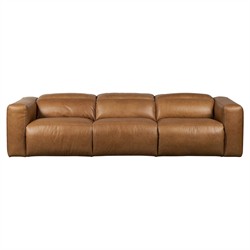 Radley Modern Classic Brown Leather 3 Piece Reclining Sectional - 121"