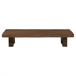 Reid Rustic Lodge Worn Brown Acacia Wood Rectangular Coffee Table