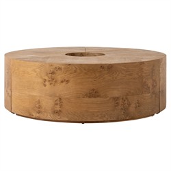 Rue Modern Classic Brown Burl Round Coffee Table