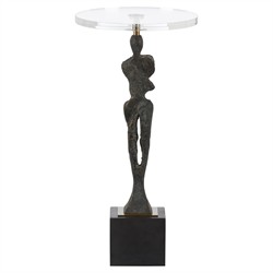 Giveon Updated Traditional Dark Bronze Figure Round Drink Table