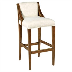 Evelyn Updated Traditional Cream Upholstered Bordeaux Wood Counter Stool