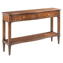 Serpentine Updated Traditional Bordeaux Brown Wood Console Table