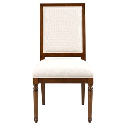 Alexander Updated Traditional Cream Linen Brown Wood Dining Chair