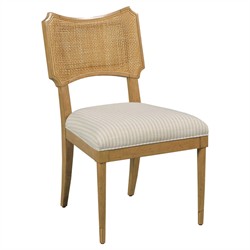 Powers French Country Cream Stripe Cane Auden Brown Wood Dining Chair
