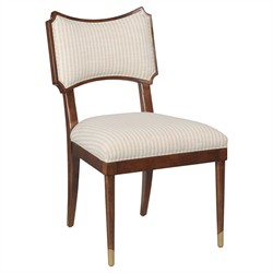 Powers French Country Cream Stripe Dark Brown Wood Dining Chair