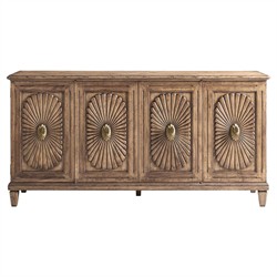 Melrose French Country White Marble Mink Wood Sideboard Standard