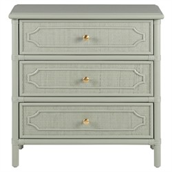 Ava Coastal Beach Sage Green Woven Rattan Dresser | Kathy Kuo Home