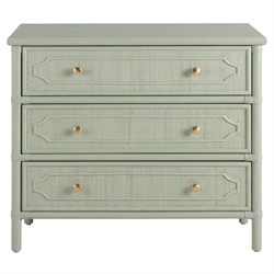 green rattan dresser Nathan James Kova 3 Drawer 37 in. W Bohemian Dresser Storage Cabinet with Rattan Accent and Metal Legs, Light Oak/Black