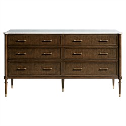 Melrose French Country White Marble Mink Wood Sideboard Standard