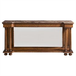 Solene French Country White Marble Bleached Oak Mirror Console