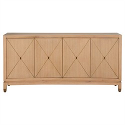 Rissa Mid Century Modern Brown Acacia Wood Media Console Wide
