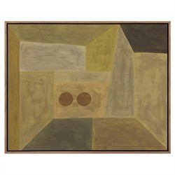 Hill Country Beige Landscape Walnut Wood Frame Painting - 30x40