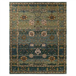 Franchesca French Country Green Wool Oushak Patterned Hand Knotted