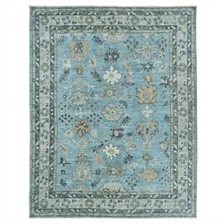 Isadora Updated Traditional Teal Wool Quatrefoil Patterned Hand