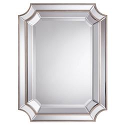 John-Richard Antoinette Regency Double Tiered Beveled Edge Silver Wall Mirror