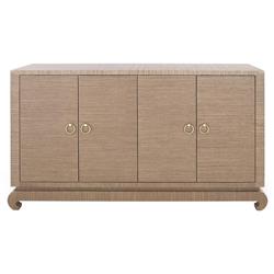 Meredith Regency Brown Grasscloth Chow Cabinet