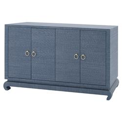 Meredith Regency Navy Blue Grasscloth Chow Cabinet