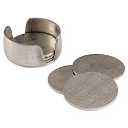 Cross Hatched Regency Etched Silver Coasters - Set of 6