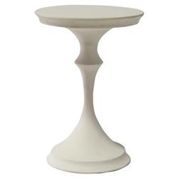 Palecek Spruce French Country White Stonecast Round Outdoor Pedestal Side Table