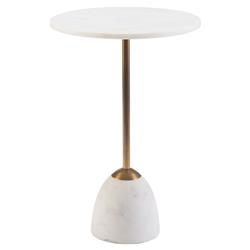 John-Richard Noma Regency Modern White Marble Brass Martini Table