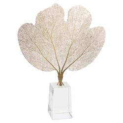 John-Richard Brass Sea Fan Coastal Modern Crystal Sculpture