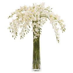 John-Richard White Dendrobium Orchids Tall Slender Floral Arrangement