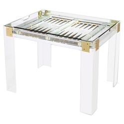 Pierre Modern Acrylic Brass Hinge Backgammon Table