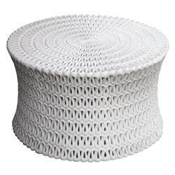 Pipa Ribboned White Resin Round Coffee Table - Large