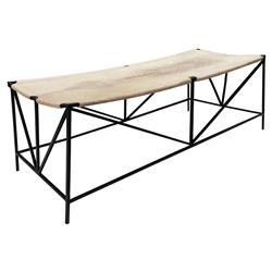 Darius Modern Classic Light Hide Leather Antique Bronze Bench