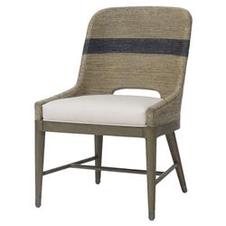 Palecek Fritz Coastal Beach White Performance Striped Grey Rope Side Chair