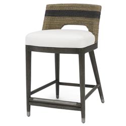 Palecek Fritz Coastal Beach White Performance Striped Grey Rope Counter Stool