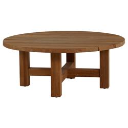 Croquet Rustic Natural Teak Wood Round Outdoor Coffee Table