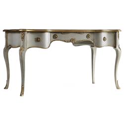Babel French Country Grey Wood Gold Accent Writing Desk