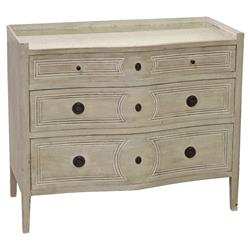 Ines French Country 3 Drawer Mirrored Tray Top Dresser