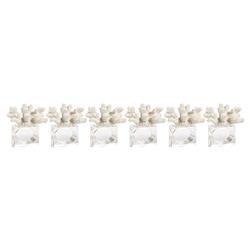 Lauren Coastal Beach Clear Napkin Rings with White Coral Detail II - Set of 6