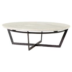 Kian Industrial Loft White Marble Hammered Iron Round Coffee Table