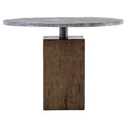 Levitan Industrial Grey Aluminum Brown Reclaimed Wood Round Table - 42"