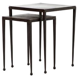 Fector Industrial Rust Brown Aluminum Top Black Iron Square Nesting End Table