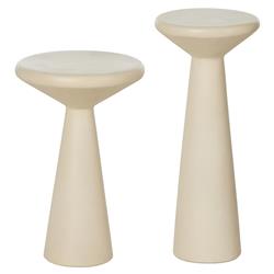 Mika Industrial Bazaar Beige Concrete Pedestal Accent Tables - Set of 2